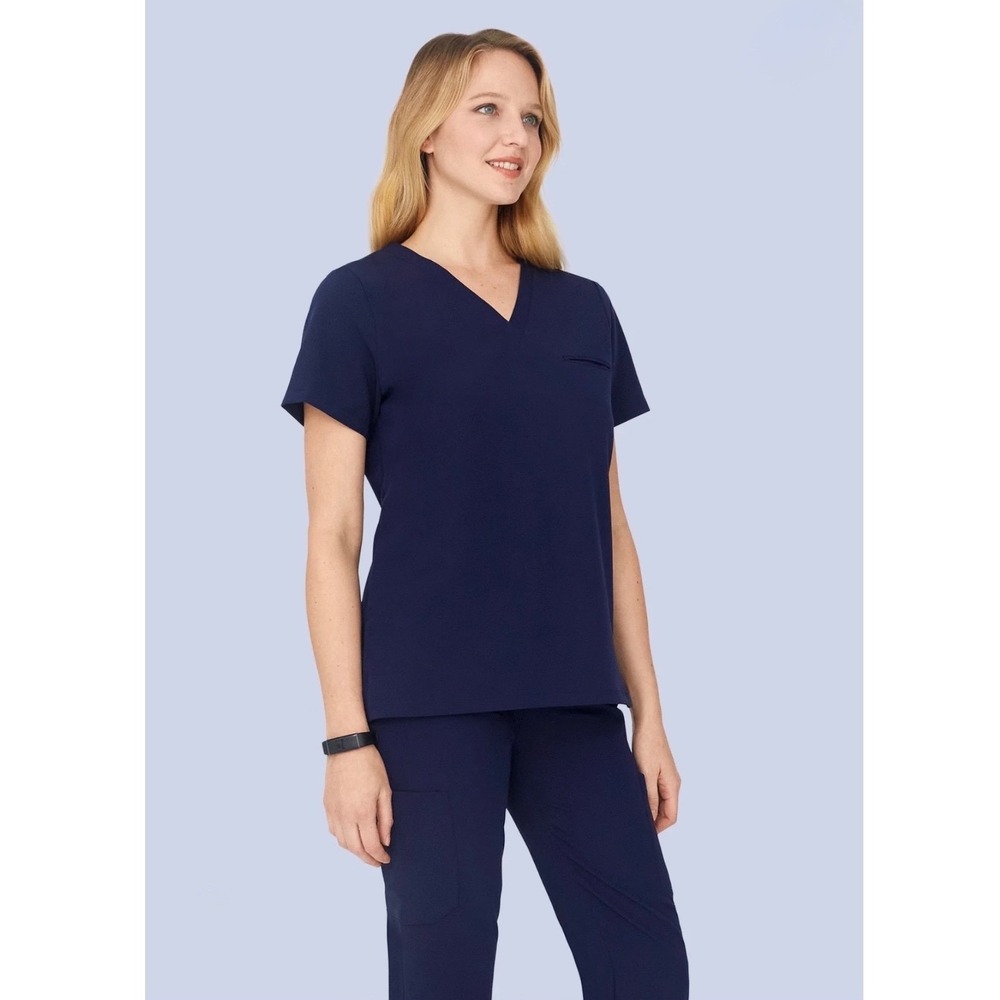 NWOT Mandala One Pocket Short Sleeve Scrub Top Navy Blue Size XS New!